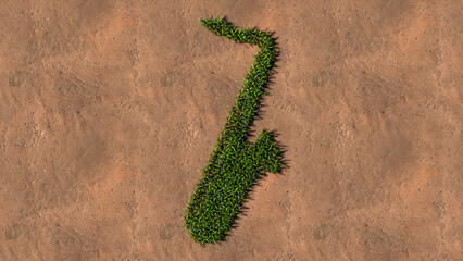 Concept or conceptual green summer lawn grass symbol shape on brown soil or earth background, a saxophone sign. 3d illustration metaphor for music, concert, festival, jazz, lifestyle and entertainment