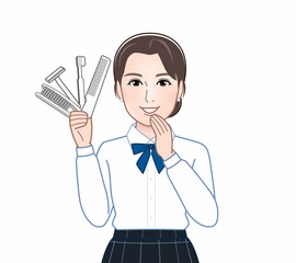 使い捨てゴミを持った女性