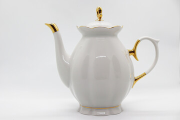 Porcelain teapot isolated on white background