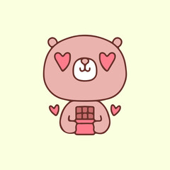 Lovely bear holding chocolate illustration. Vector graphics for t-shirt prints and other uses.
