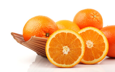 Orange fruit on the white background