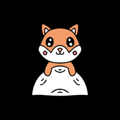 Cute shiba inu on the moon mascot character. Illustration for sticker and t shirt.