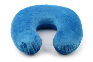  blue neck pillows isolated on white background