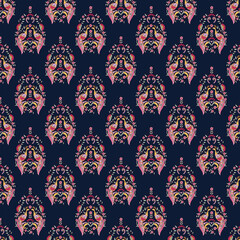 Paisley vector seamless pattern. Fantastic flower, leaves. Textile bohemian print. Batik painting.