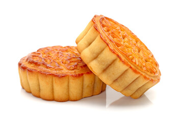 Mid-Autumn Festival moon cake on white background 