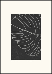 Minimalist botanical monstera leaf abstract collage poster