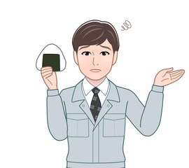 おにぎりを持った男性