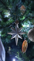 Bethlehem star. Christmas decorations. Christmas tree at Christmas.