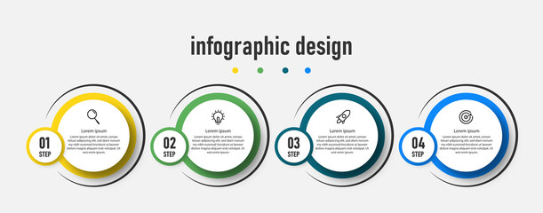 Steps modern circular connecting infographic  design elegant professional template with 4 step