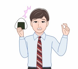 おにぎりを持った男性