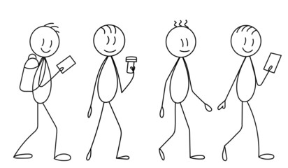 figure walking people ,contour, vector