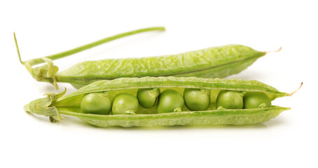 Fresh peas isolated on white background