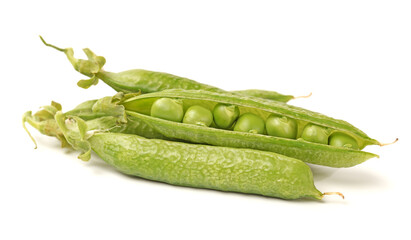 Fresh peas isolated on white background