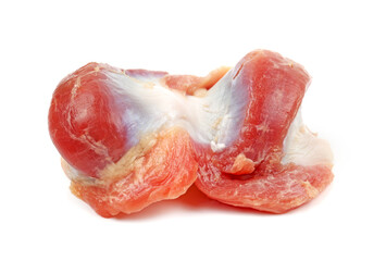 Raw Chicken gizzards on white background 