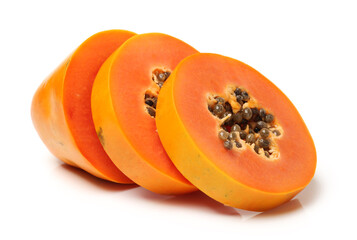 Papaya fruit sliced isolated on a white background