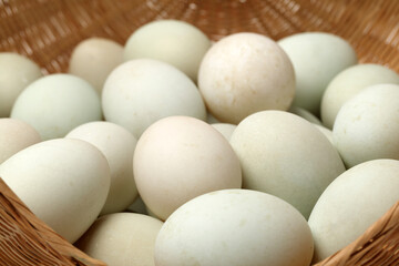 Duck eggs background.