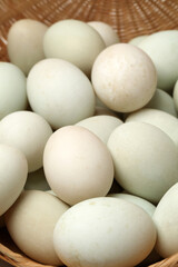 Duck eggs background.