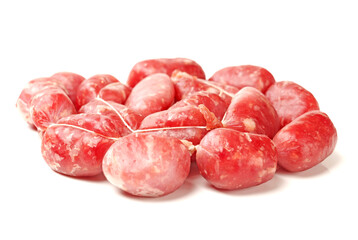 Mini sausages isolated on white background
