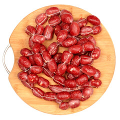 Mini sausages isolated on white background