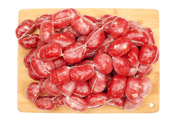 Few sausages isolated on the white background