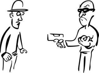 The thief wants to rob the man of his money
