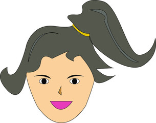 simple long haired female face animation vector for your design needs