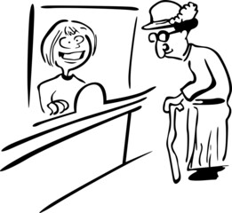 An elderly gentleman came to the bank for a payment of money
