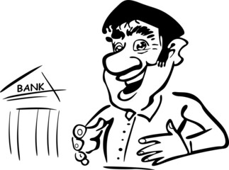 The man goes to the bank to get his marriage and is satisfied
