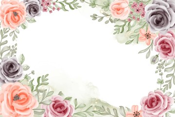 Beautiful Watercolor Hand Drawn Rose Frame Background