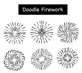 Fireworks Doodle. Logo burst doodle beam radial fireworks vector
