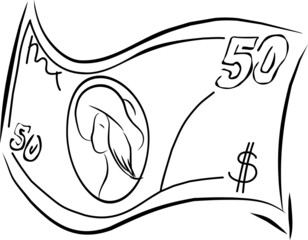 The banknote is worth fifty dollars
