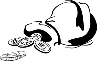 The bag is filled with coins of different values
