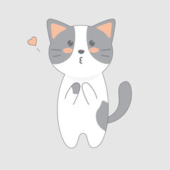 Obraz premium Cute kissing cat icon. Cartoon characters art