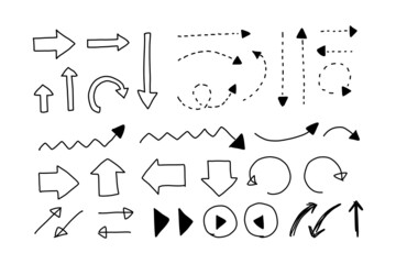 手書きの落書きベクター矢印セット