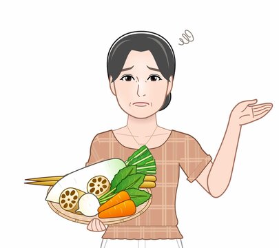 根菜野菜を持っている女性