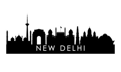 Naklejka premium New Delhi skyline silhouette. Black New Delhi city design isolated on white background.
