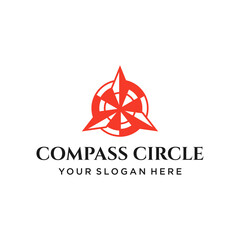 negative space compass circle design logo