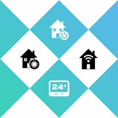 Set Smart home, Thermostat, and with wi-fi icon. Vector