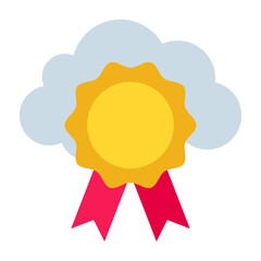 Flat color icon for prize medal.