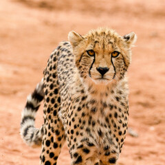A Cheetah cub watching for the return of its mother in the Waterberg Region of South Africa.