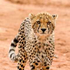 A Cheetah cub watching for the return of its mother in the Waterberg Region of South Africa.