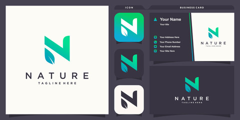 Nature logo with modern concept for business premium vector