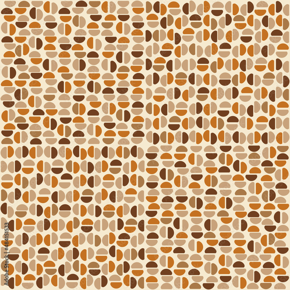 Poster Coffee beans vector pattern. Coffee half beans pattern. Brown repeated beans coffee pattern.