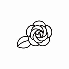 ロゴ、アイコンのための、薔薇、カメリアのシンプルな線画