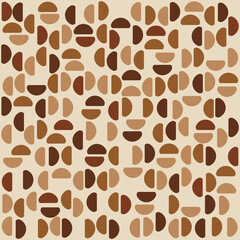 Brown repeated beans coffee pattern. Vector simple shapes rounded coffee pattern.