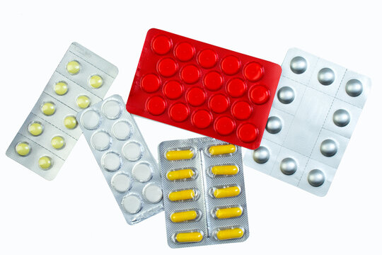 pharmaceuticals pills, tablet and capsules medicine on white background.