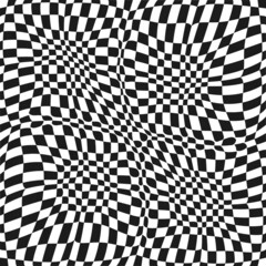 Checker canvas pattern. Vector chessboard twisted canvas seamless pattern.