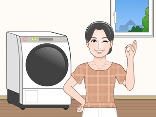 洗濯乾燥機と主婦