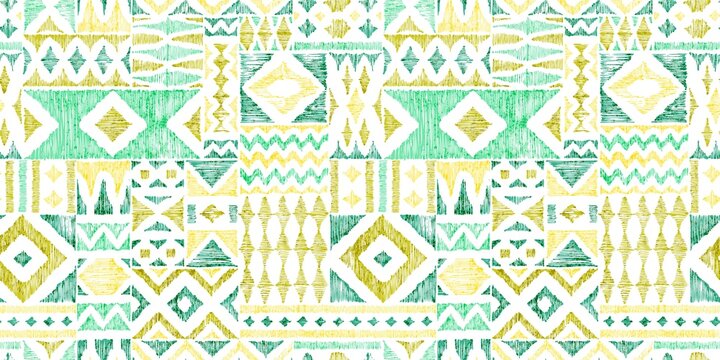 Seamless geometric ornament. Ethnic and tribal motifs. Bohemian ornament in patchwork style. Vector illustration.