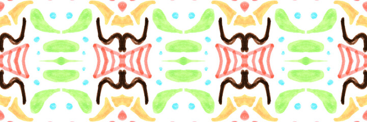 Seamless watercolor mosaic print. Geometric ethnic pattern.